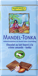 Bio mléčná čokoláda MANDLE TONKA RAPUNZEL 100 g