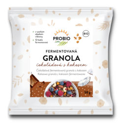 Műsli křupavé - granola fermentovaná čokoládová s kokosem jednoporcová 50 g BIO PROBIO 