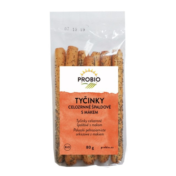 Tyčinky špaldové celozrnné s mákem 80 g BIO PROBIO - dočasně nedostupné